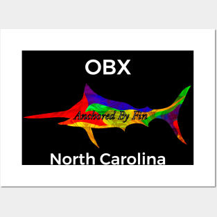 Anchored By Fin Blue Marlin- OBX Posters and Art